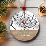 Miniatura de Pack de Adornos para Árvore de Natal Mapa com Localização e Textos Personalizados