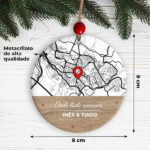 Miniatura de Pack de Adornos para Árvore de Natal Mapa com Localização e Textos Personalizados