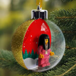 Miniatura de Bola Suspensa para Árvore de Natal com Floresta, Lego e Nome personalizado