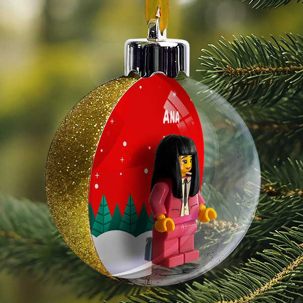 Bola Suspensa para Árvore de Natal com Floresta, Lego e Nome personalizado