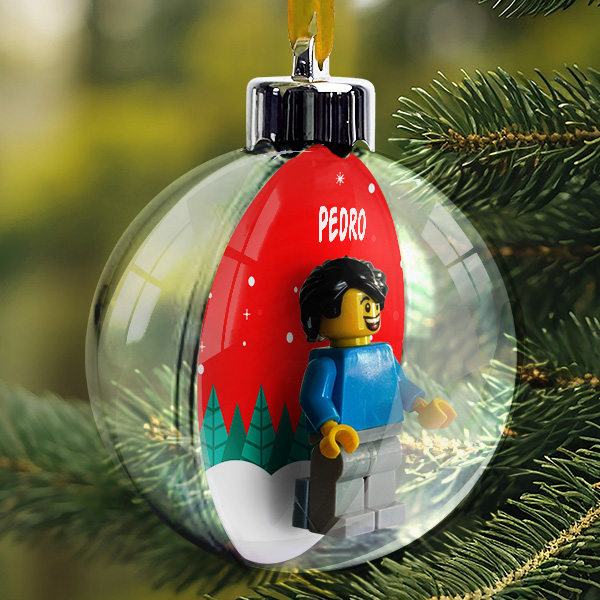 Bola Suspensa para Árvore de Natal com Floresta, Lego e Nome personalizado