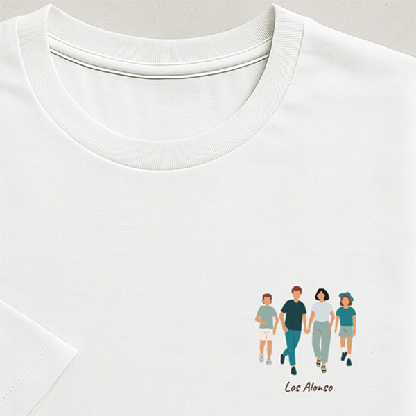 T-shirt Ilustrado Retrato Frontal com Texto Personalizado