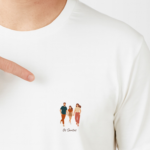 T-shirt Ilustrado Retrato Frontal com Texto Personalizado
