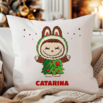 Miniatura de Almofada Labubu de Natal com Nome personalizado