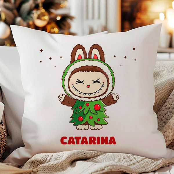Almofada Labubu de Natal com Nome personalizado