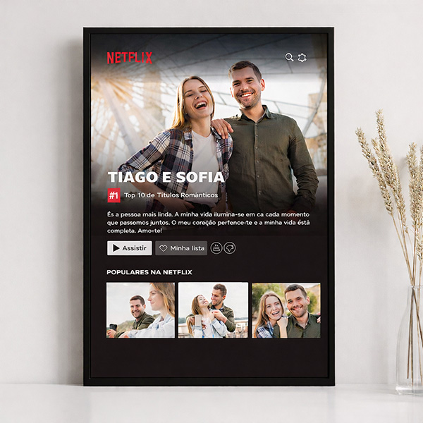 Póster Design Netflix com Nomes e Texto personalizados