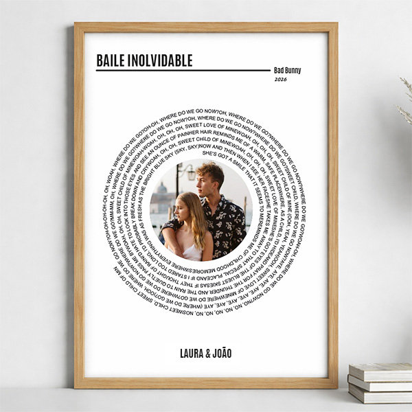 Póster com Letra de Música do Spotify em Espiral e Foto personalizada