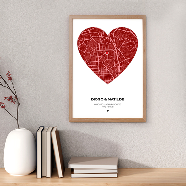 Póster Mapa do Amor com Localização Personalizada