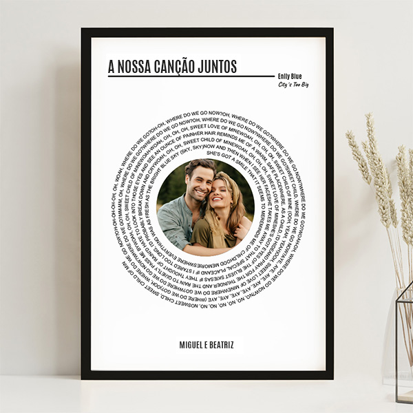 Póster com Letra de Música do Spotify em Espiral e Foto personalizada
