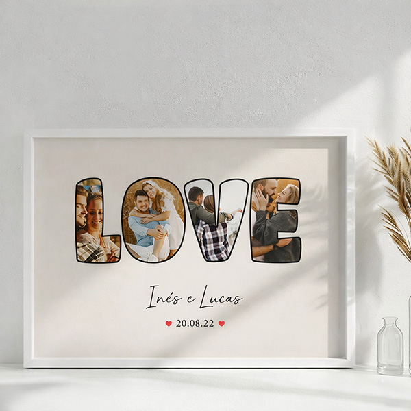 Póster Design LOVE com Data e Nomes Personalizados