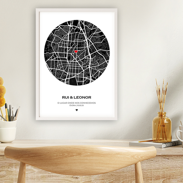 Póster Mapa do Amor com Localização Personalizada