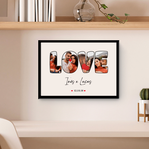 Póster Design LOVE com Data e Nomes Personalizados