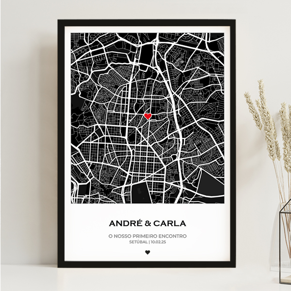 Póster Mapa do Amor com Localização Personalizada