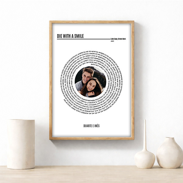 Póster com Letra de Música do Spotify em Espiral e Foto personalizada