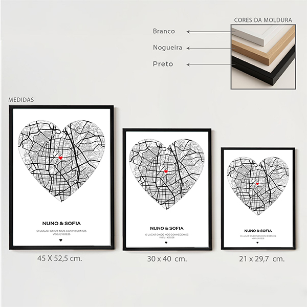 Póster Mapa do Amor com Localização Personalizada
