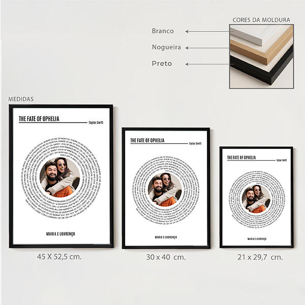 Póster com Letra de Música do Spotify em Espiral e Foto personalizada