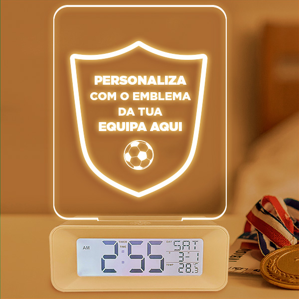 Relógio espertador com Luz com o Teu Escudo personalizado