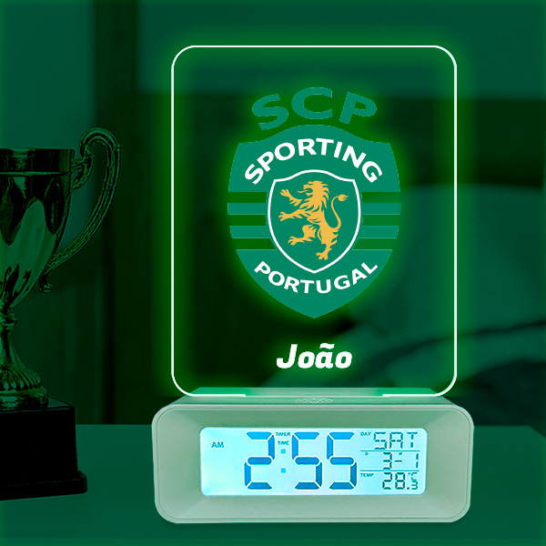 Relógio espertador com Luz com o Teu Escudo personalizado