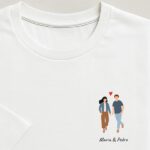 Miniatura de T-shirt com ilustração de casal e nomes personalizados