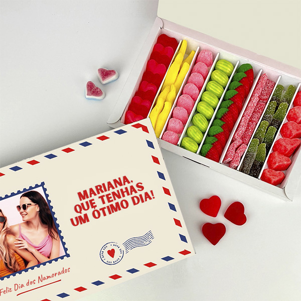 Caixa de Doces Postal personalizada com Foto e Textos