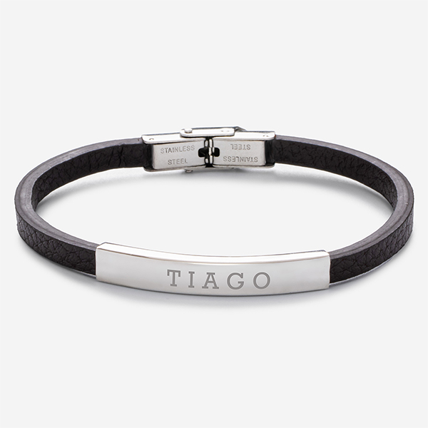Pulseira de Homem Simples com Texto Personalizado