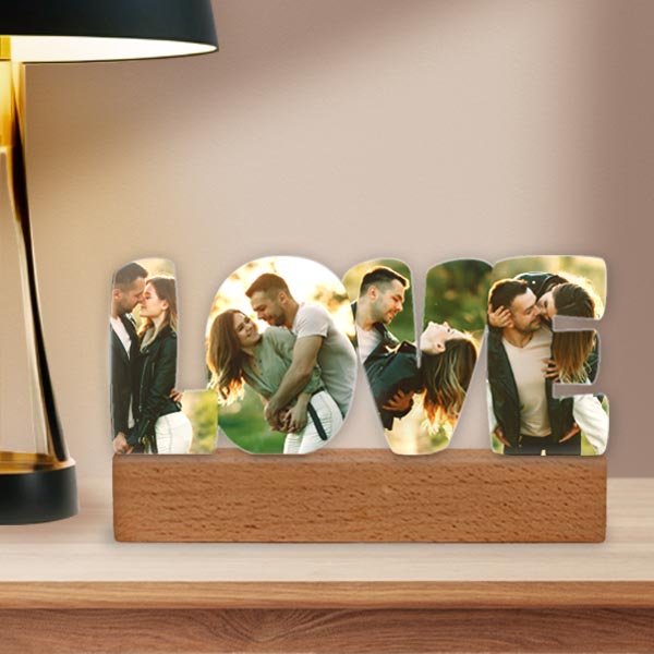 Placa LOVE personalizada com fotos e texto