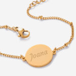 Miniatura de Pulseira de Senhora com Pendente Redondo e Texto personalizado