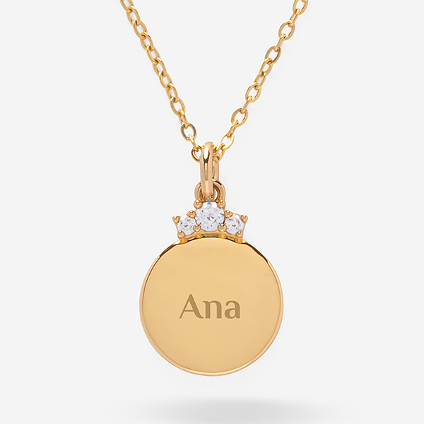 Colar com Brilhantes Superiores e Texto personalizado