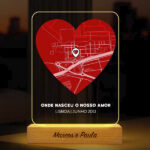 Candeeiro Mapa do Amor personalizado com Localização e Textos Miniatura de Candeeiro Mapa do Amor personalizado com Localização e Textos