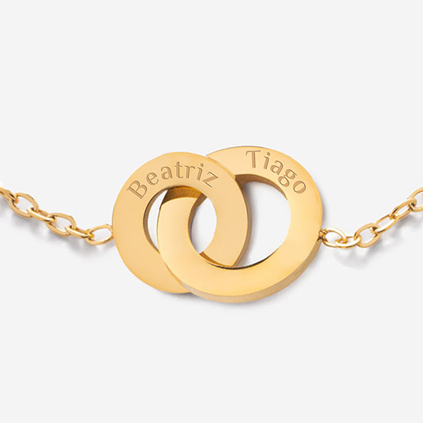 Pulseira de Mulher Aros Cruzados com Nomes personalizados