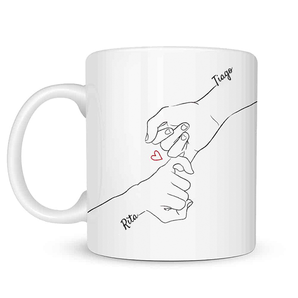 Caneca Mãos Unidas com Nomes personalizada