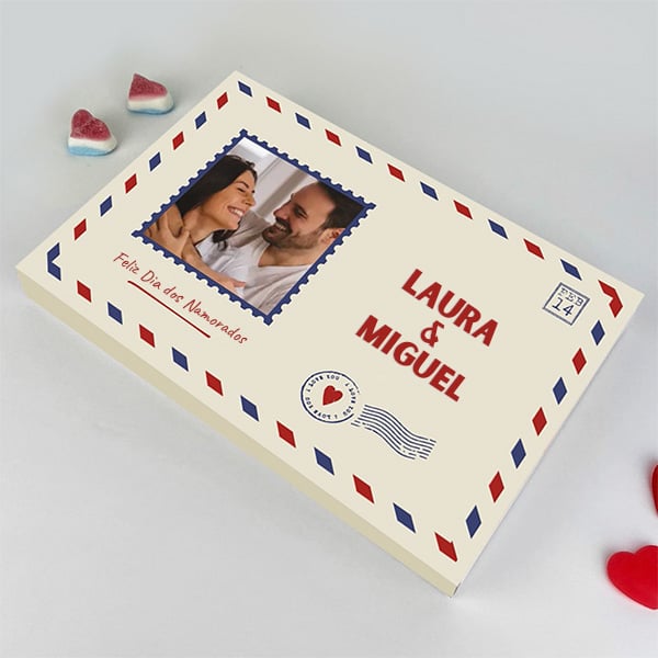 Caixa de Doces Postal personalizada com Foto e Textos