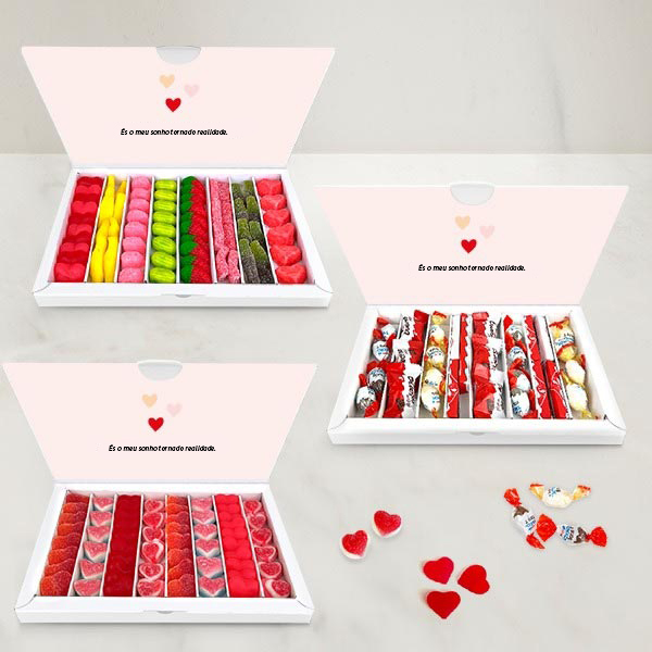 Caixa de Doces Polaroid Corações personalizada com Foto e Texto