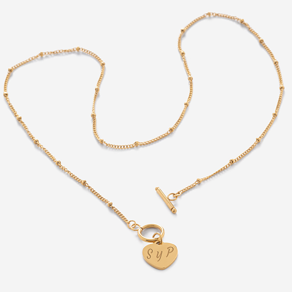 Colar Coração com Argola e Texto personalizado