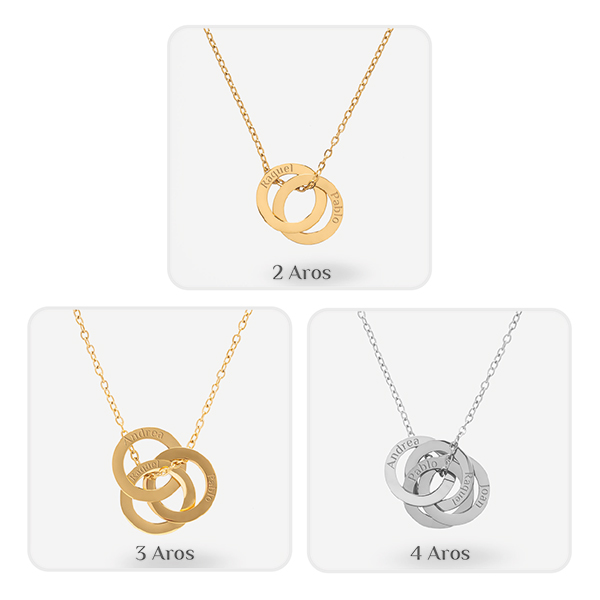 Colar de Argolas Entrelaçadas com Texto personalizado