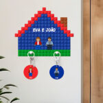 Miniatura de Porta-chaves de parede Casinha Lego com Texto personalizado