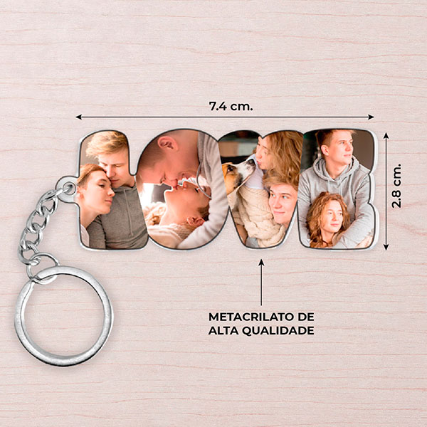 Porta-chaves LOVE com Fotos personalizadas