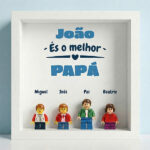 Quadro com minifiguras tipo Lego És o Melhor Papá e Nomes Personalizados Miniatura de Quadro com minifiguras tipo Lego És o Melhor Papá e Nomes Personalizados