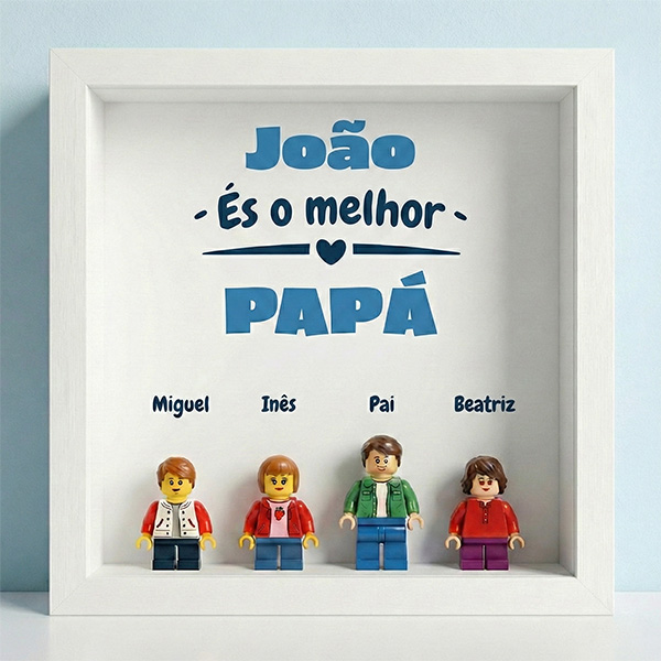 Quadro com minifiguras tipo Lego És o Melhor Papá e Nomes Personalizados