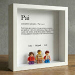 Miniatura de Quadro com minifiguras tipo Lego Definição de Pai e Nomes Personalizados