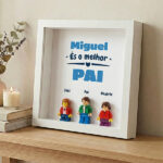 Miniatura de Quadro com minifiguras tipo Lego És o Melhor Papá e Nomes Personalizados