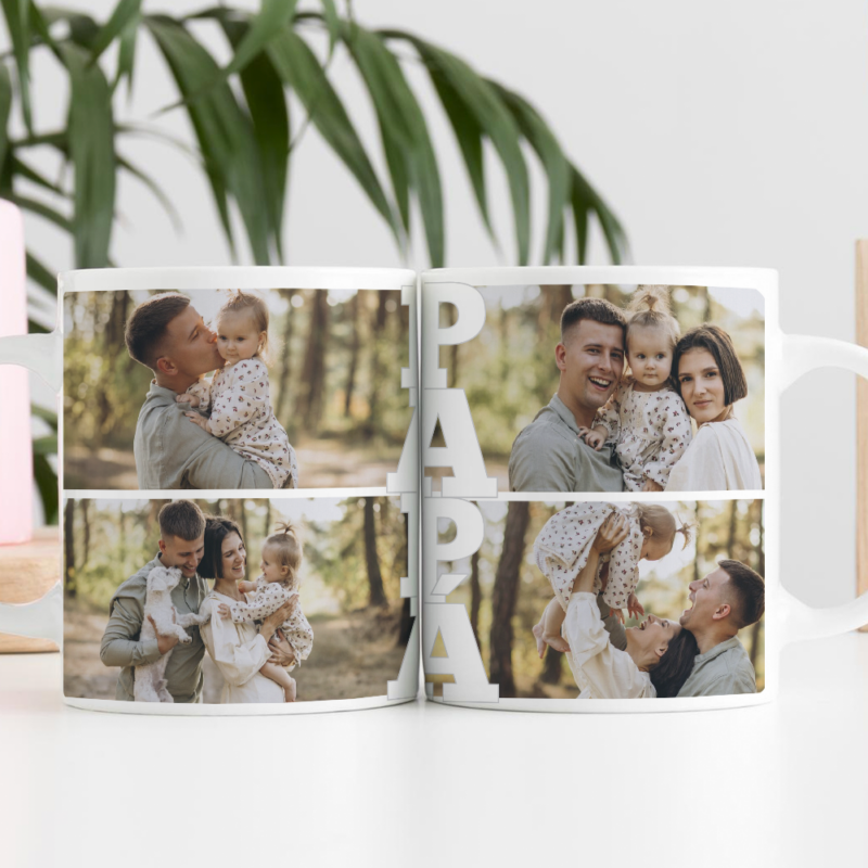 Caneca Papá com 4 Fotos personalizada