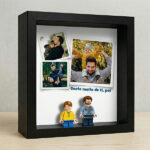 Miniatura de Quadro com minifiguras tipo Lego com Fotos Polaroid e Texto Personalizado