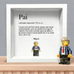 Miniatura de Quadro com minifiguras tipo Lego Definição de Pai e Nomes Personalizados