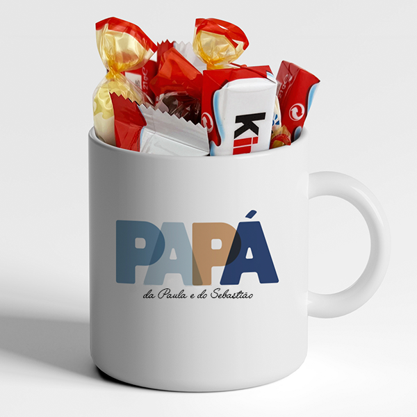 Caneca Papá Letras Coloridas com Nomes personalizada
