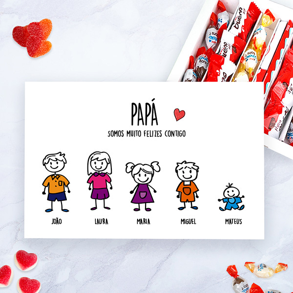 Caixa de Doces Bonecos com Texto personalizada