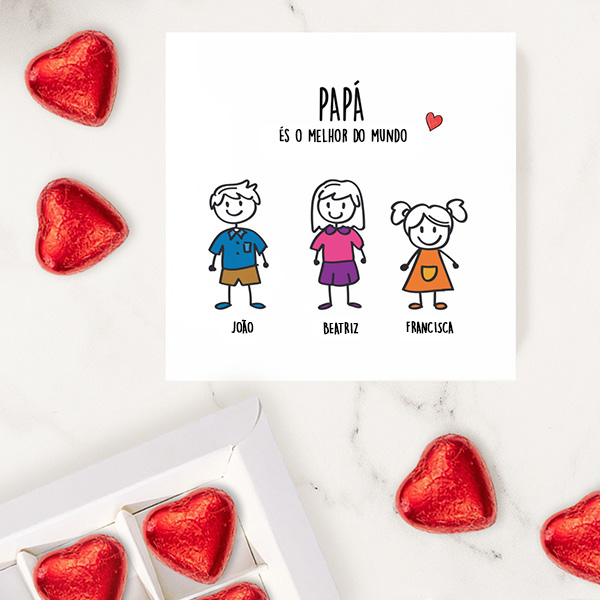 Caixa de Doces Bonecos com Texto personalizada