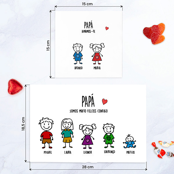 Caixa de Doces Bonecos com Texto personalizada