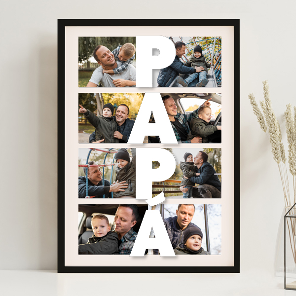 Póster Papá Vertical com Fotos Personalizadas