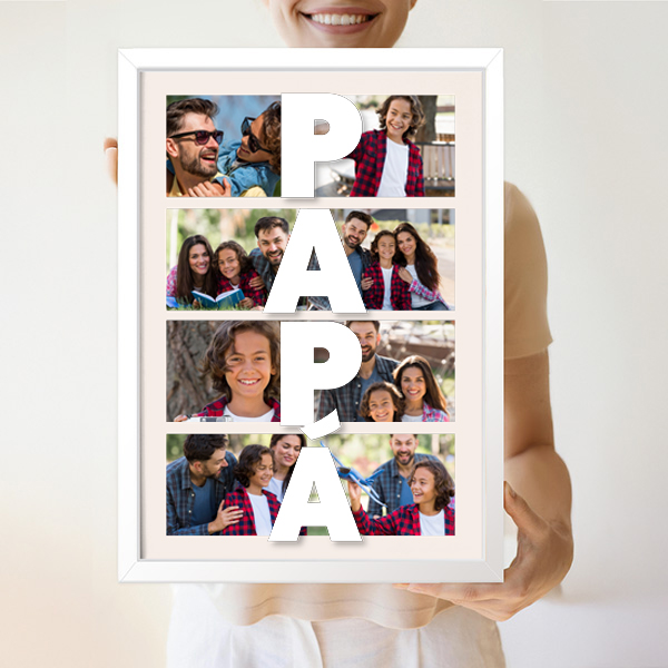 Póster Papá Vertical com Fotos Personalizadas